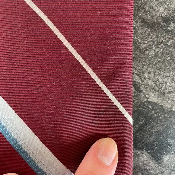 Vintage Burgundy Red Striped Silk Mens Tie Necktie #103 3.25"W by Damon Creation - Picture 5 of 5
